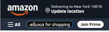 The Alexa for shopping button in Amazon's top navigation bar, next to All